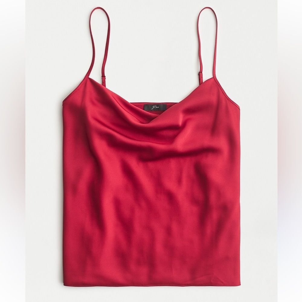 J. Crew cowl neck satin women’s Vibrant Red Cami Top size small NWT sexy blouse